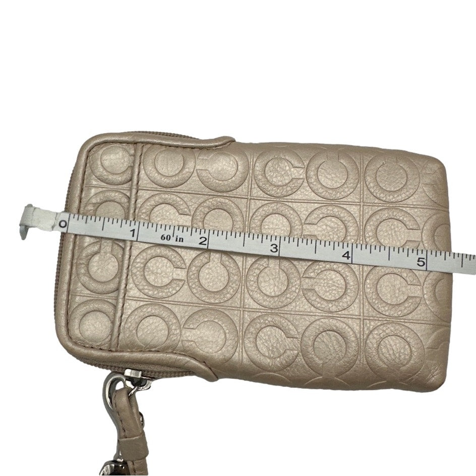 COACH Gold Op Art Signature Card Holder Wristlet