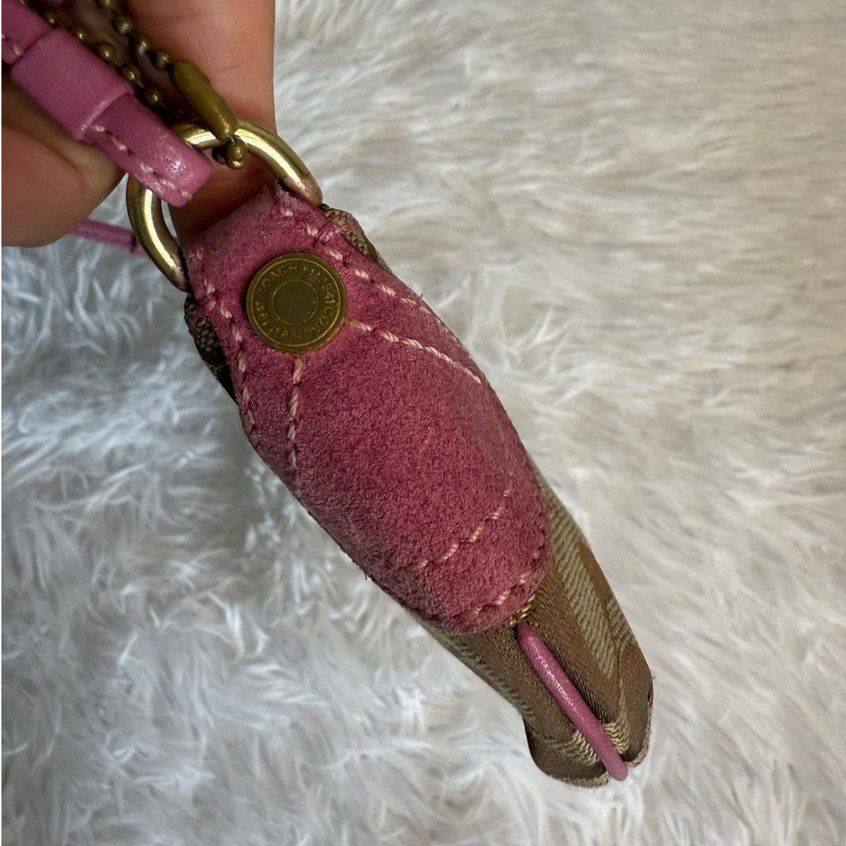 y2k COACH Pink Brown Signature Wristlet