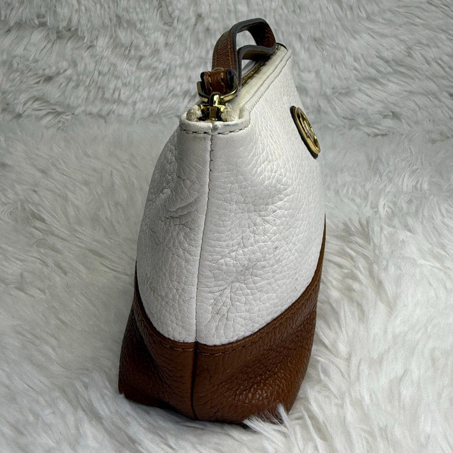 Michael Kors Brown White Cosmetic Case Pouch Wristlet