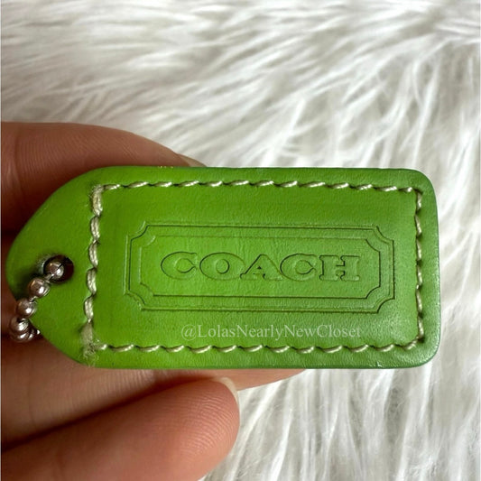 1.5" y2k COACH Green Lime Fob Bag Charm Hang tag Hangtag