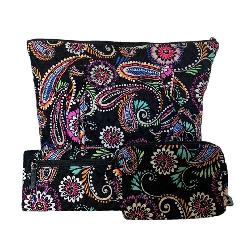 VERA BRADLEY Bandana Swirl Bundle Tote Wallet Cosmetic Case