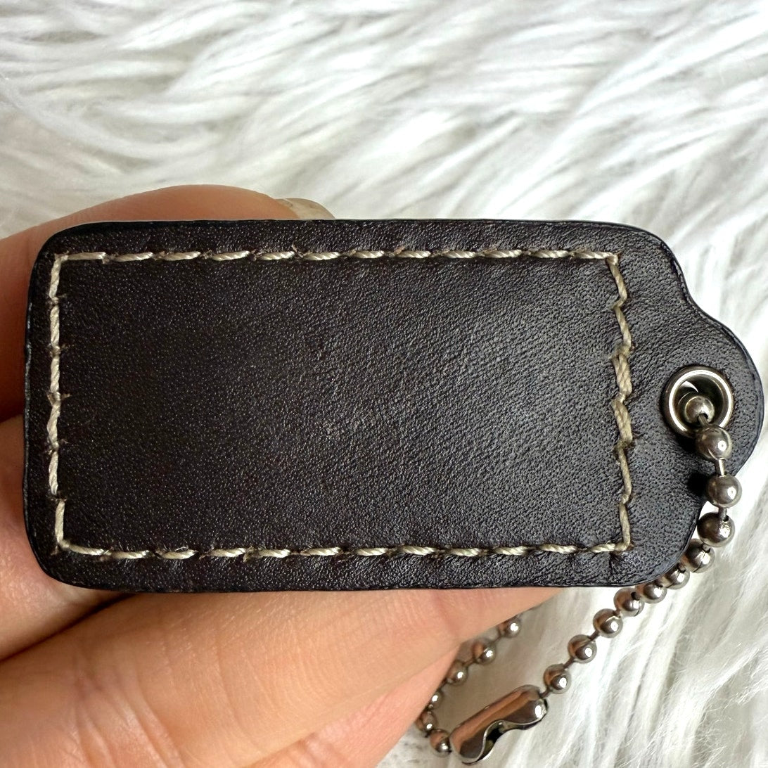 1.5" COACH Brown Fob Bag Charm Hang tag Hangtag