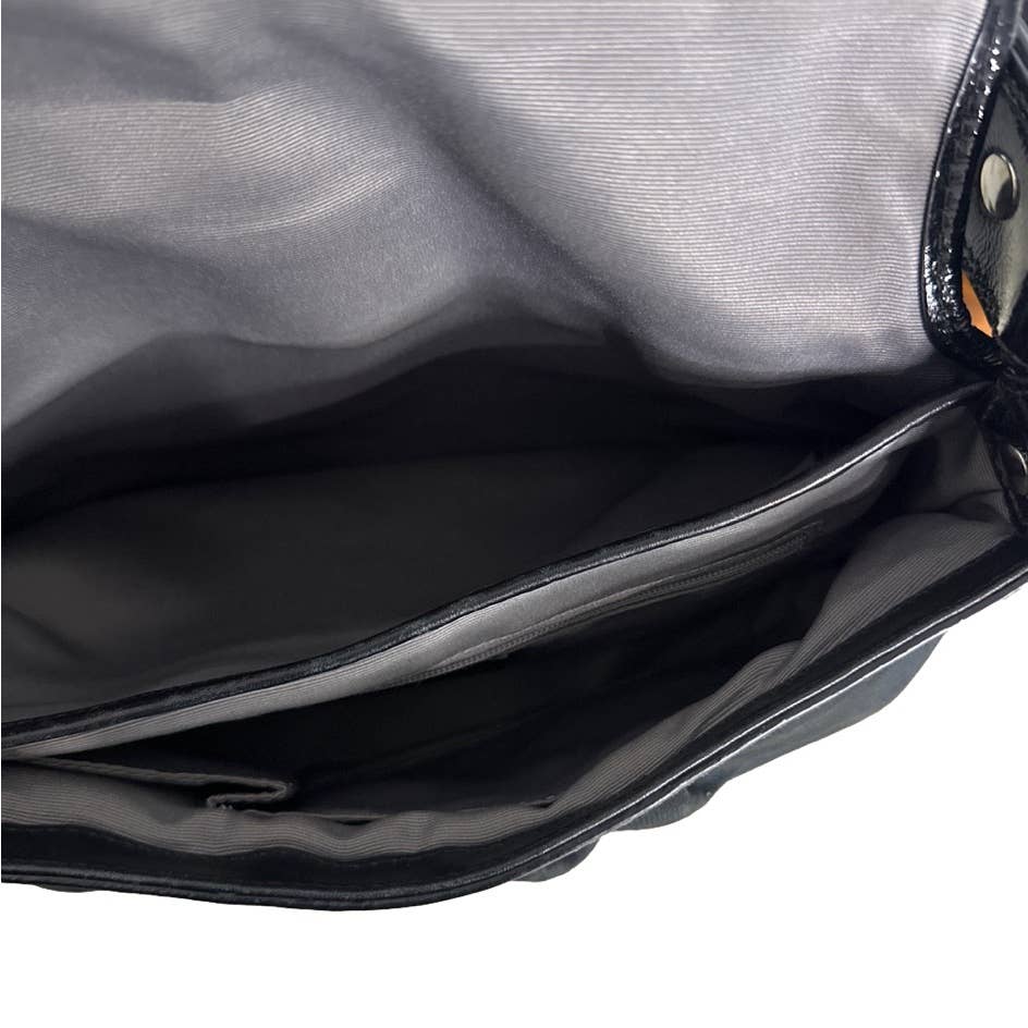 Coach Soho Canvas Black Signature Patent Leather Flap Shoulder Satchel Bag Purse