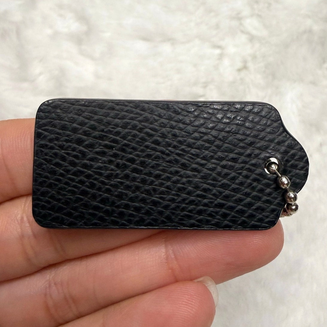 1.5” COACH Black Fob Bag Charm Hang tag Hangtag