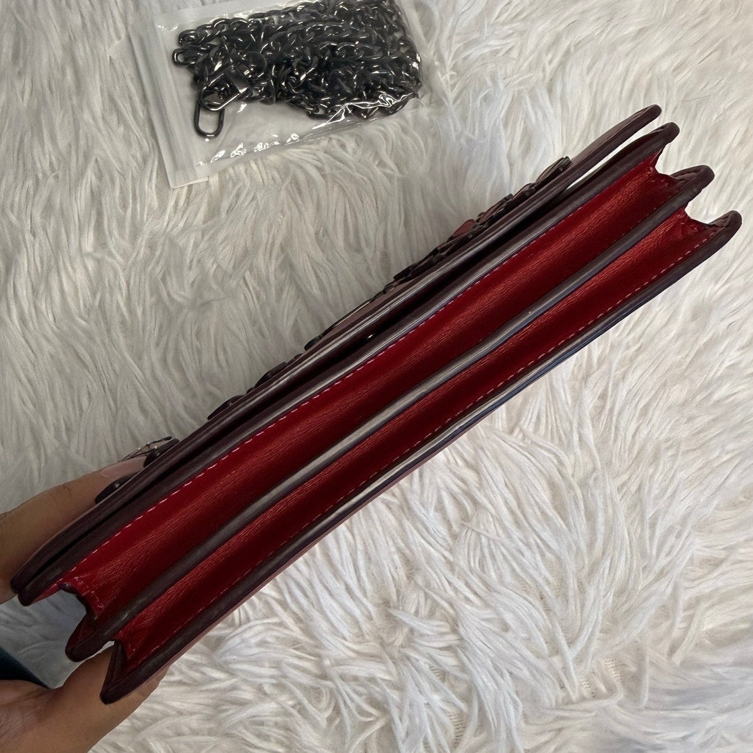 COACH Foldover Chain Clutch with Floral Applique Crossbody