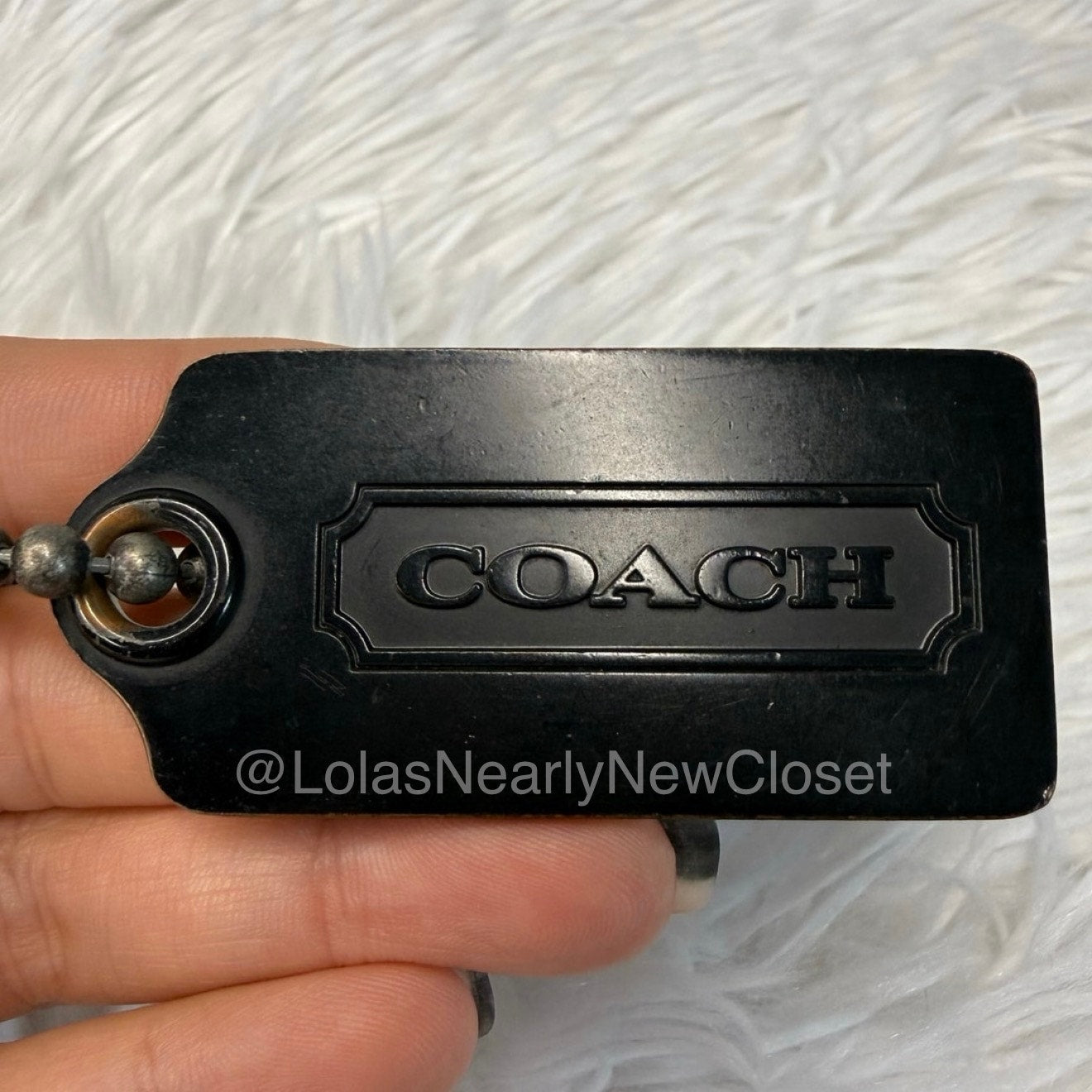 2.5" Coach Metal Black Fob Bag Charm Hang tag Hangtag