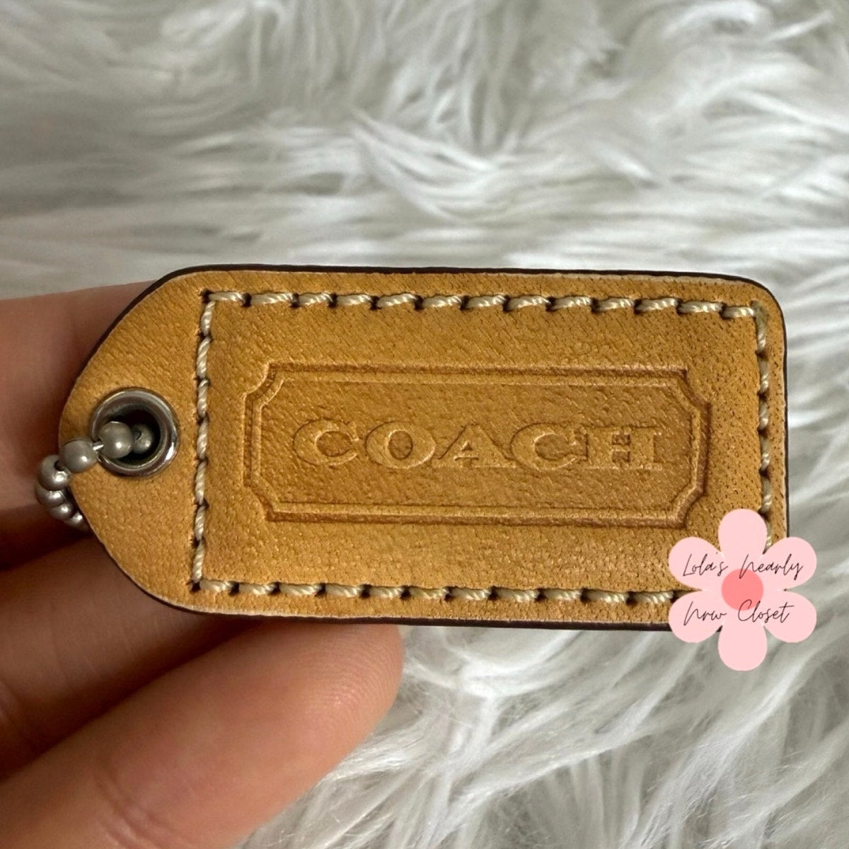 2" y2k COACH Vintage Khaki Tan Fob Bag Charm Hang tag Hangtag