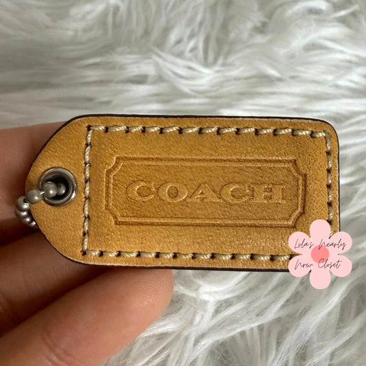 2" y2k COACH Vintage Khaki Tan Fob Bag Charm Hang tag Hangtag