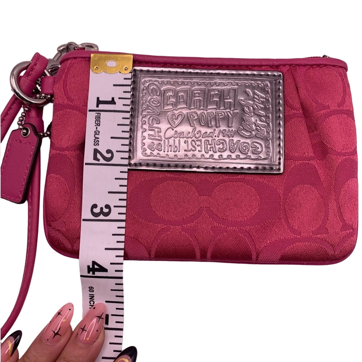 COACH Poppy Pink Silver Wristlet