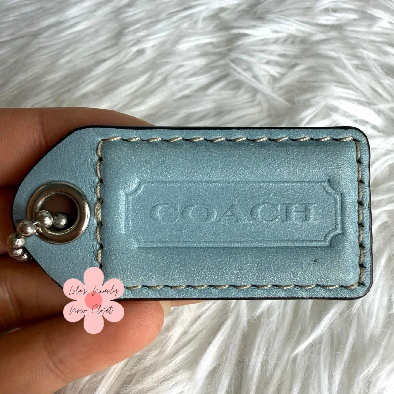 2.5" y2k COACH Vintage Blue Black Fob Bag Charm Hang tag Hangtag