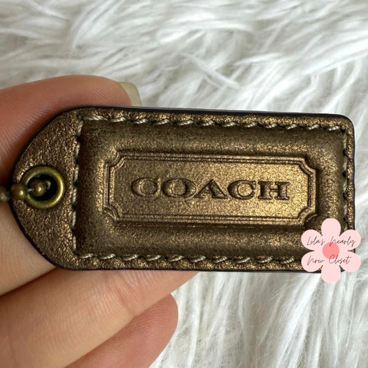1.5" y2k COACH Bronze Brown Fob Bag Charm Hang tag Hangtag