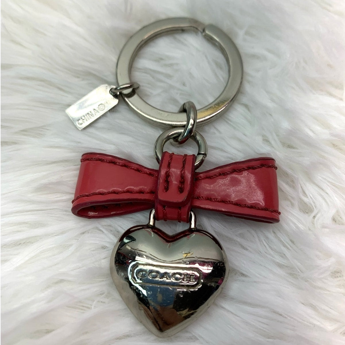 COACH Heart Bow Bag Charm Key Fob