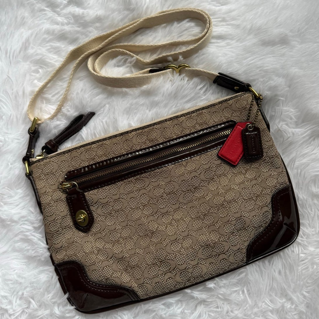 COACH Poppy Signature C Mini Oxford East/West Swingpack Canvas Crossbody