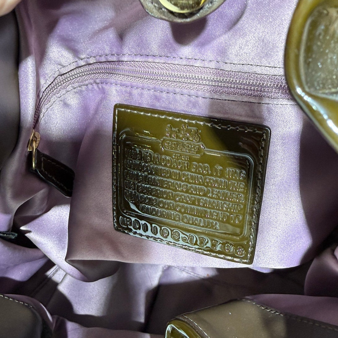 Coach Madison Ocelot OP Art Marielle Patent Leather Trim Bucket Drawstring Bag