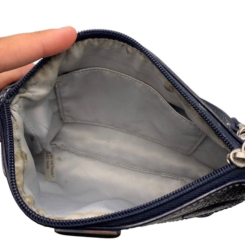 SALE COACH Blue Signature Patent Leather Wristlet