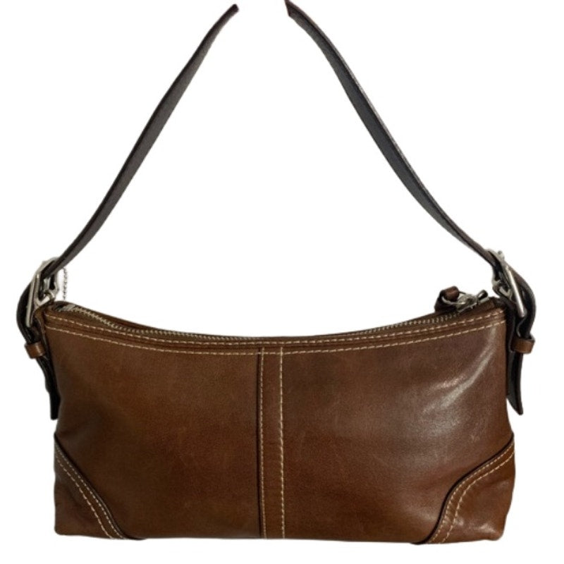 COACH y2k Brown Hamption Demi Baguette Shoulder Bag