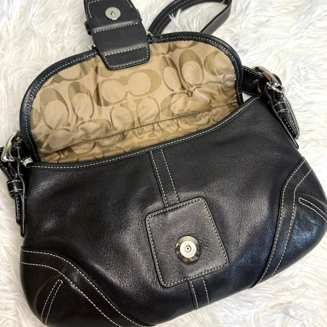 y2k COACH Vintage Black Soho Flap Shoulder Bag Purse