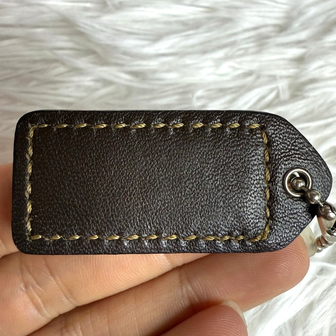 2" Vintage COACH y2k Dark Brown Fob Bag Charm Hang tag Hangtag