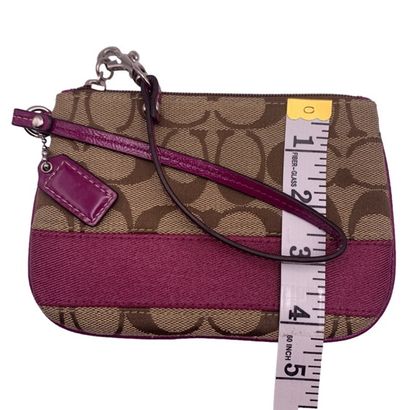 COACH Burgundy Brown Signature Canvas Wristlet