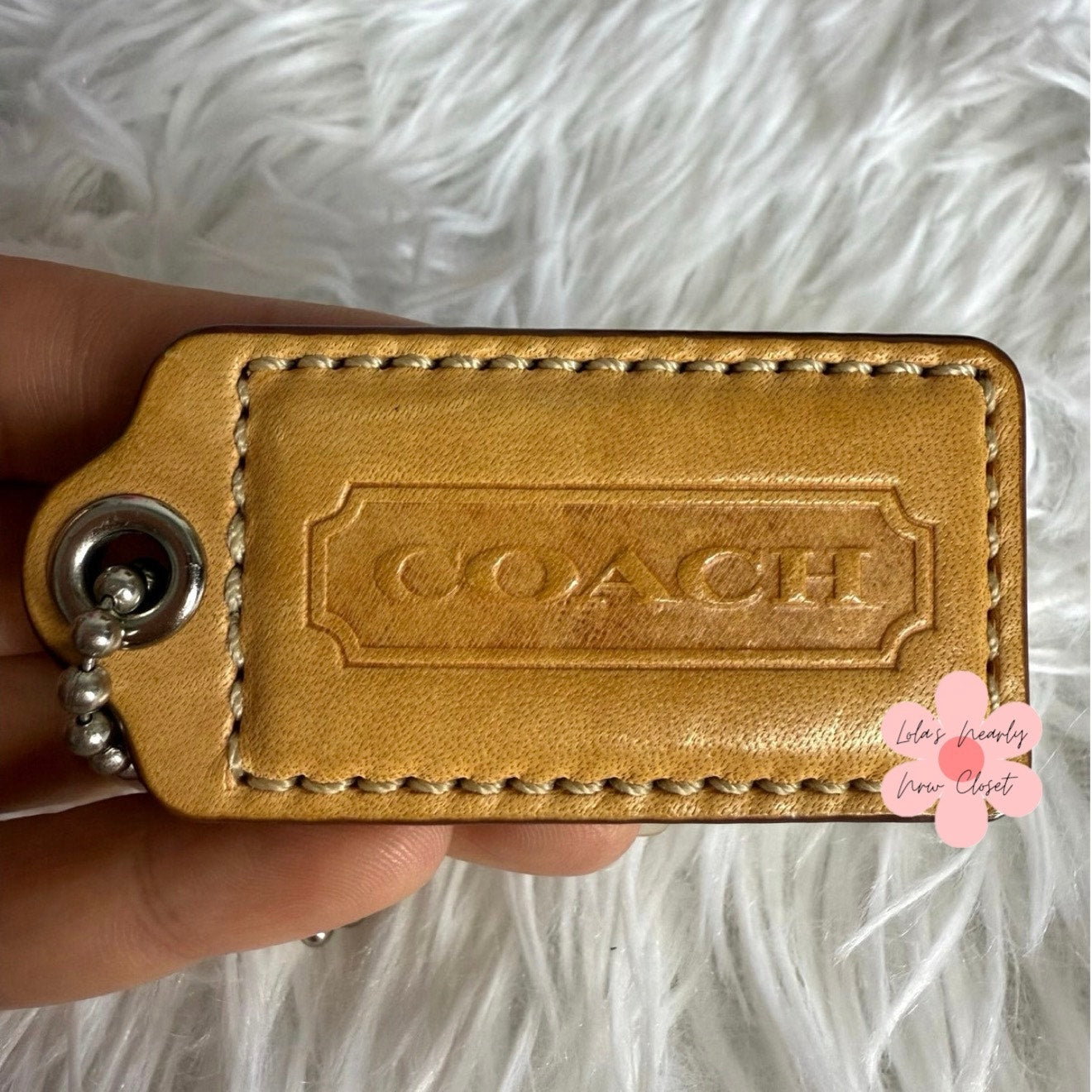 2.5" COACH Tan Fob Bag Charm Hang tag Hangtag