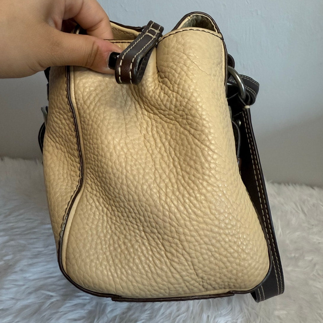 COACH Chelsea Beige and Brown Pebbled Leather Shoulder Bag