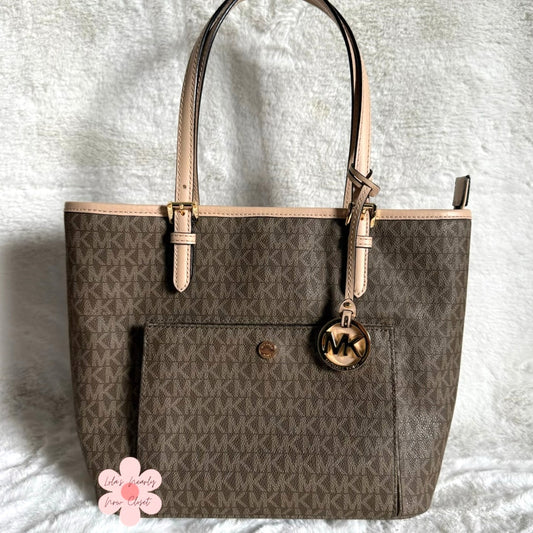 Michael Kors Brown Jet Set Medium Logo Tote Bag
