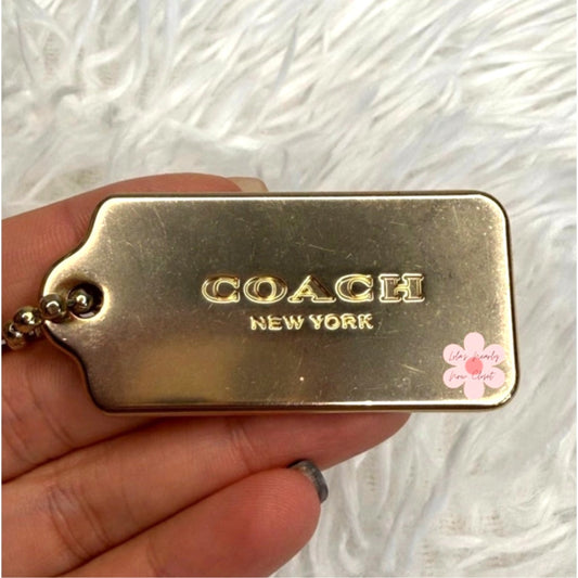 2" COACH Metal Gold Fob Bag Charm Hang tag Hangtag