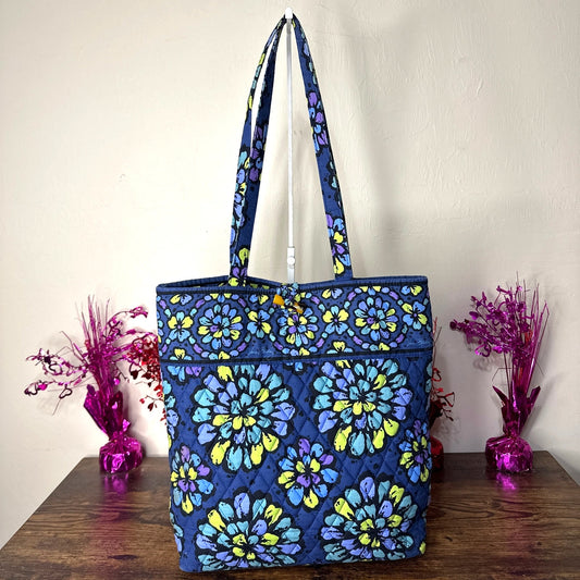 VERA BRADLEY Indigo Pop Blue Flower Tote