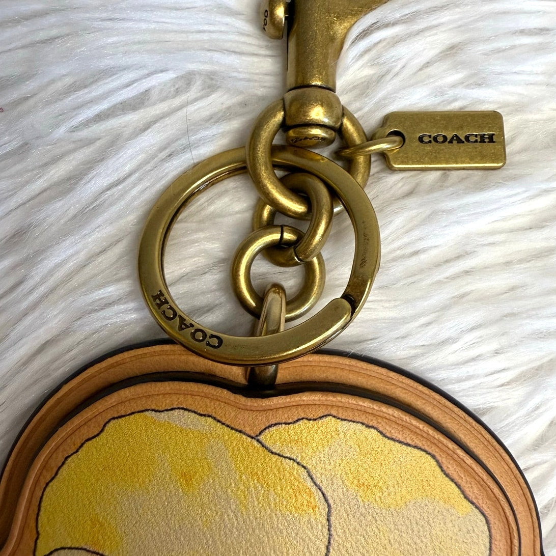 Coach X Koki Leather Hibiscus Flower Key Fob Chain Keychain Bag Charm