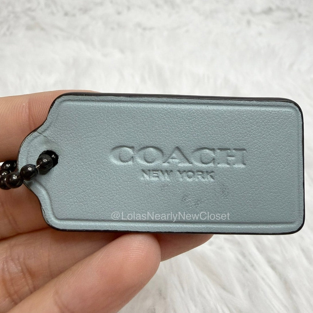 2" COACH Light Blue Fob Bag Charm Hang tag Hangtag