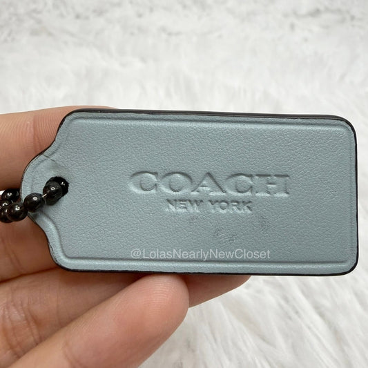 2" COACH Light Blue Fob Bag Charm Hang tag Hangtag