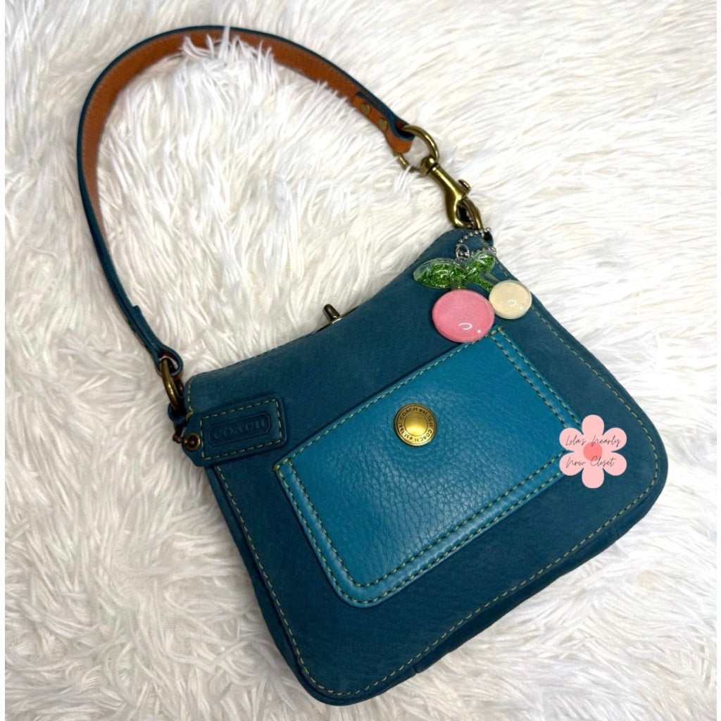 y2k COACH Vintage 9390 Suede Turnlock Mini Purse Shoulder Bag