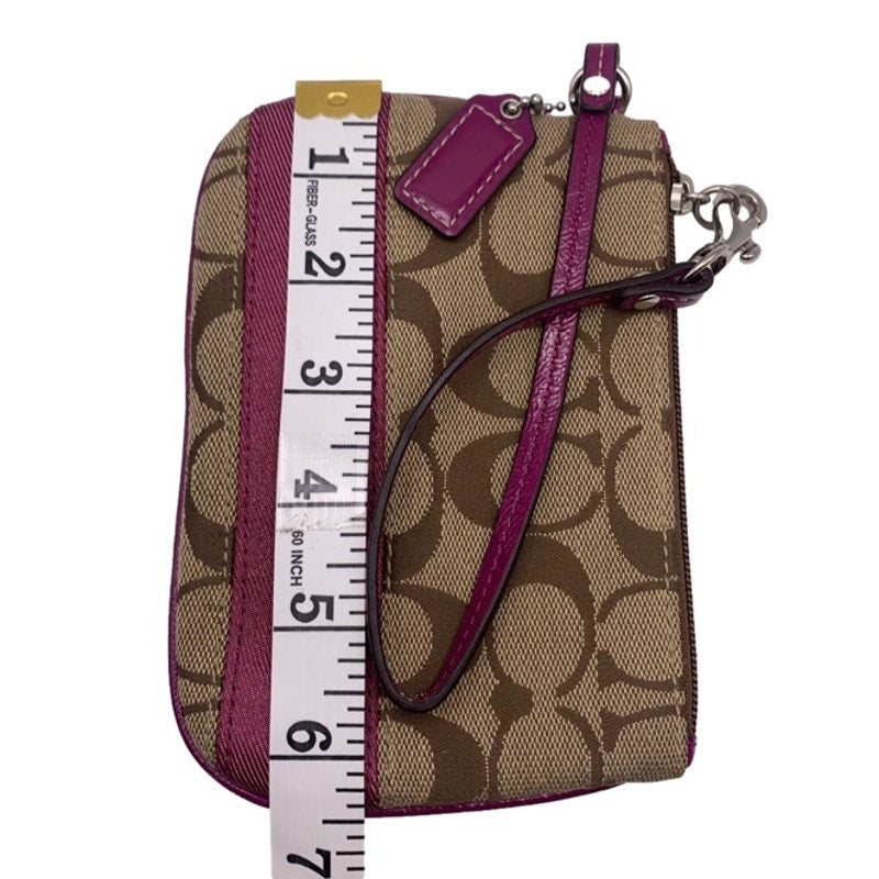 COACH Burgundy Brown Signature Canvas Wristlet