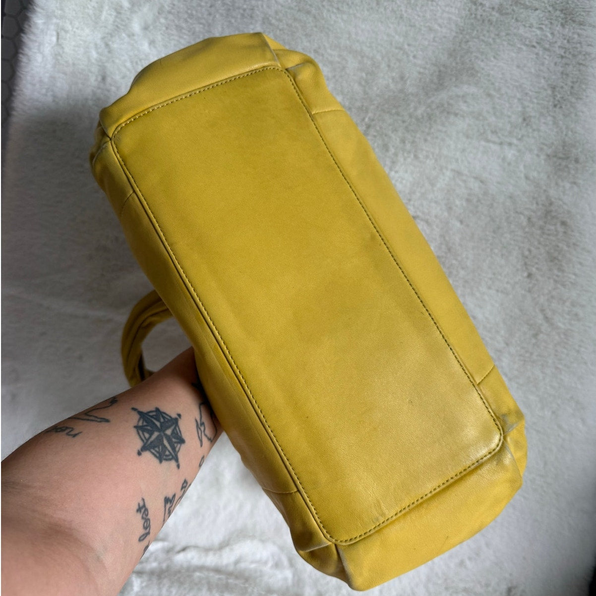 COACH y2k Parker Hobo Handbag Kisslock Yellow Leather Shoulder Bag Purse