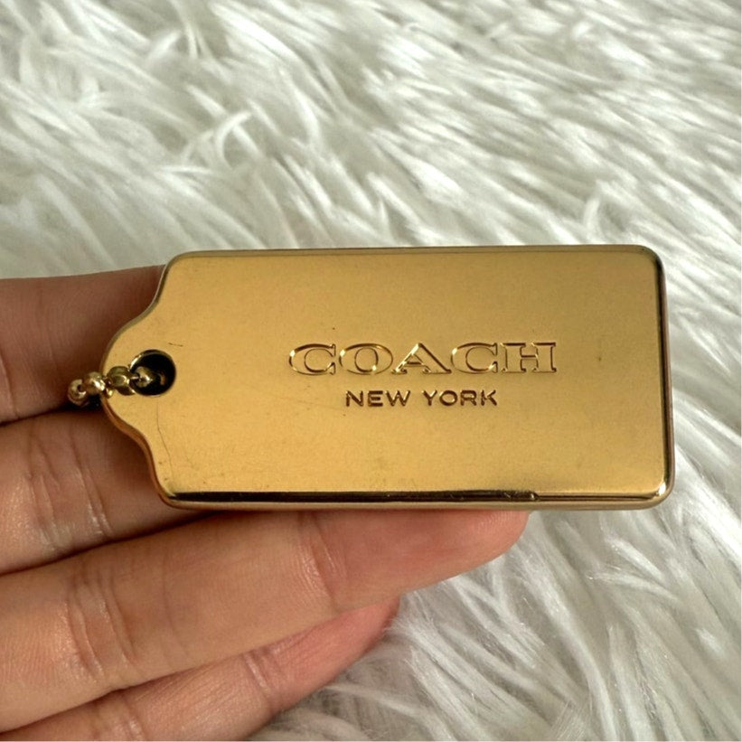 2" COACH Gold Fob Bag Charm Hang tag Hangtag