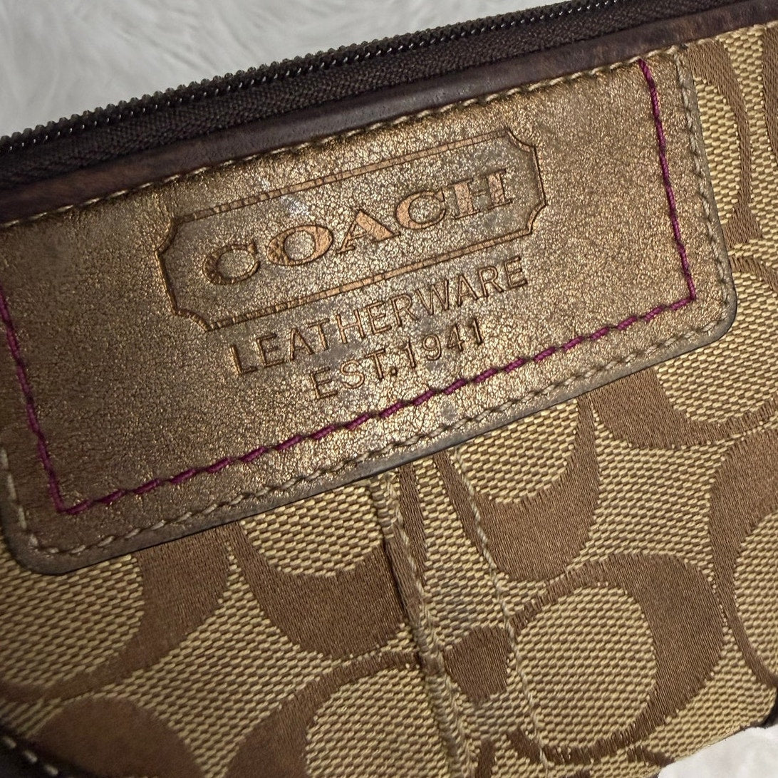 y2k Coach Brown Gold Suede Wristlet