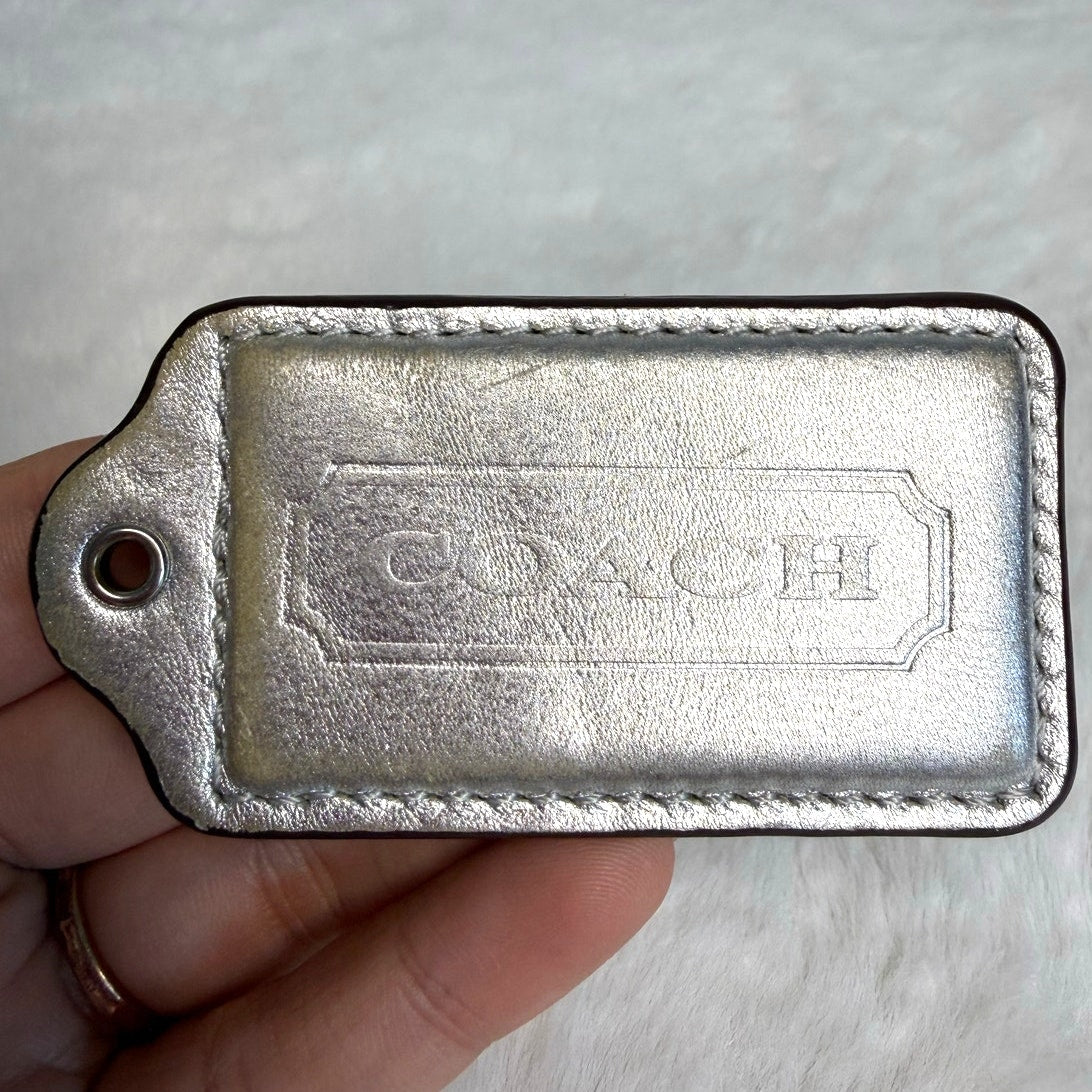 2.5" COACH Silver Fob Bag Charm Hang tag Hangtag