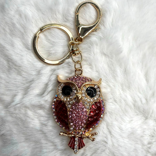 Cute Animal Owl Rhinestone Crystal Owl Keychain Fashion Charm Bag Charm