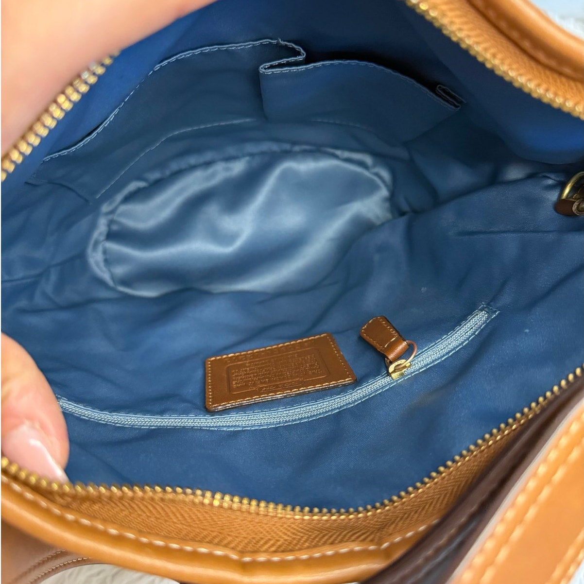 y2k Rare COACH Denim Leather Patchwork Shoulder Bag Crossbody