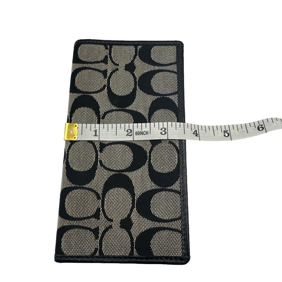 COACH Black and Gray Signature Canvas Checkbook Holder