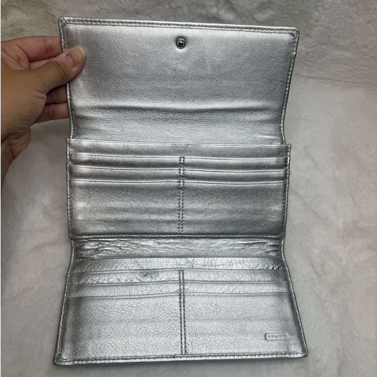 COACH Metallic Silver Wallet