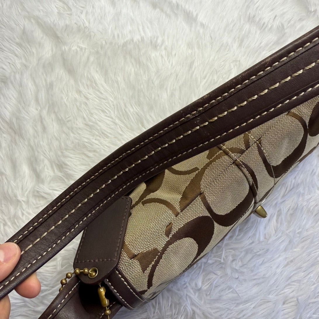 Vintage COACH y2k Brown Signature Canvas Jacquard Ergo Shoulder Bag