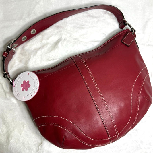 Y2k COACH F10908 Red Solo Hobo Shoulder Bag