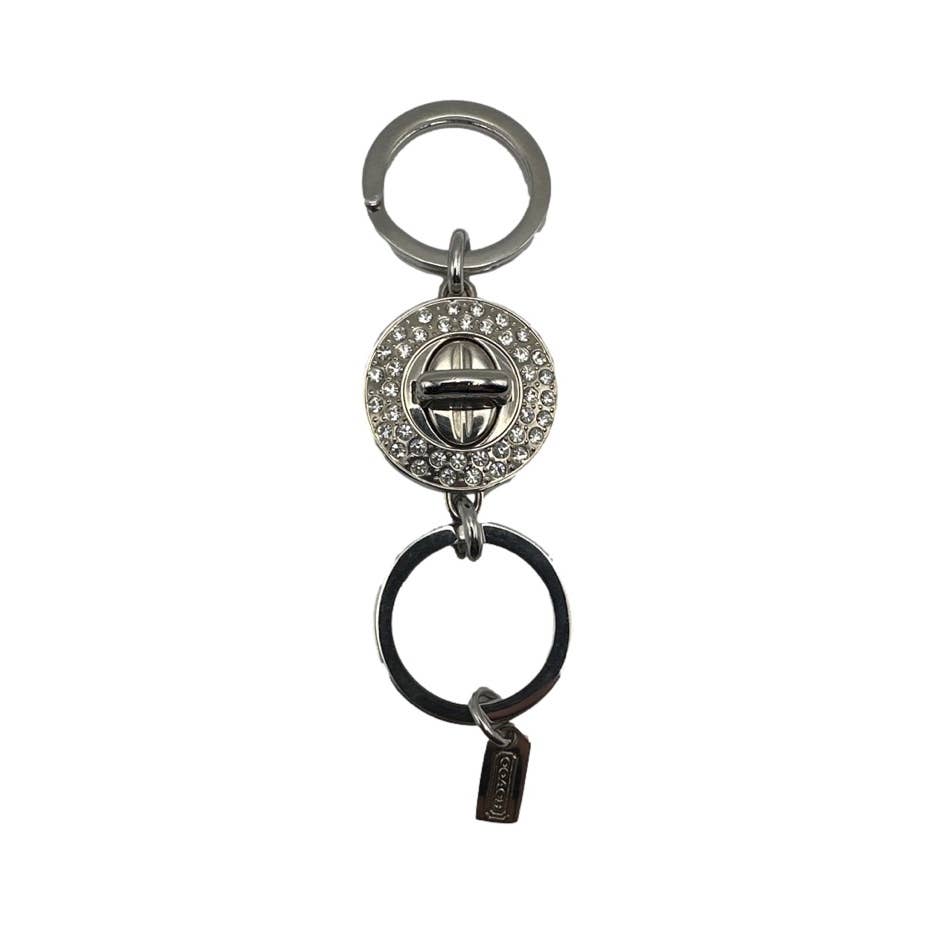 COACH silver-tone turn-lock crystal key fob / Bag Charm