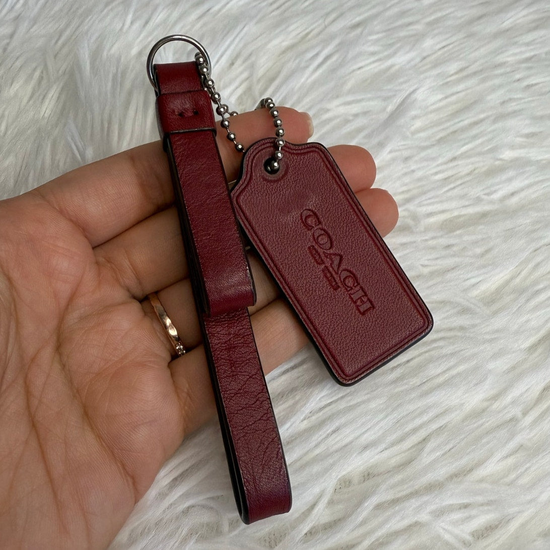 2" COACH Maroon Fob Bag Charm Hang tag Hangtag