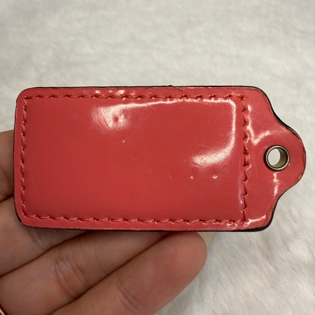 2" COACH Pink Patent Leather Fob Bag Charm Hang tag Hangtag