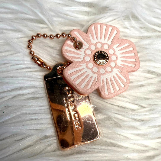 1" COACH Gold Tea Rose Flower Floral Bag Charm Hang Tag