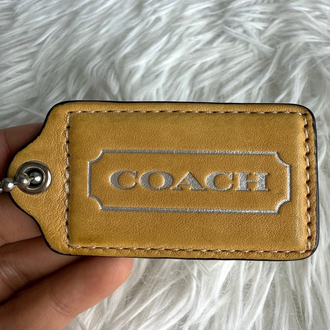 3" COACH Tan Fob Bag Charm Hang tag Hangtag