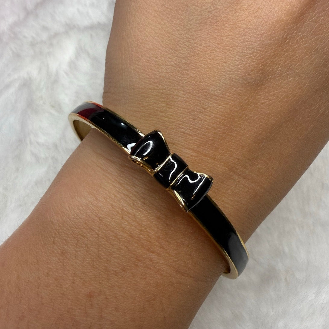 Kate Spade Black Gold-Tone Bow Bracelet and Earrings Set