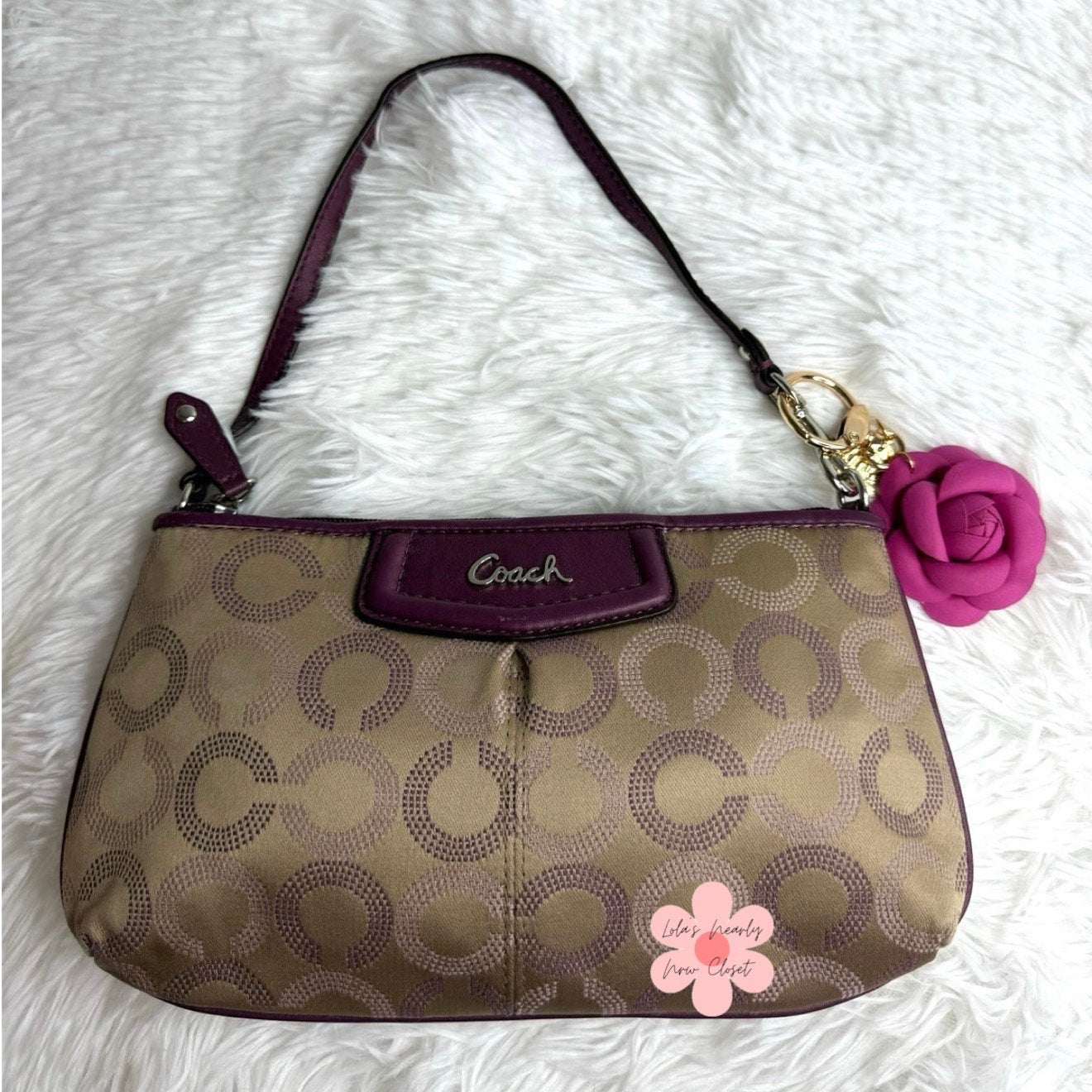 COACH y2k Purple Signature Canvas Wristlet Mini Purse